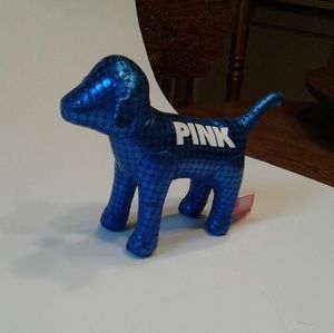PINK Brand Dog Toy Plushie in Metallic Blue